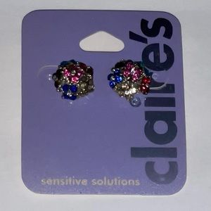 Claire’s Sensitive Solutions Multi Color Flower Pierced Earrings. .5” L …